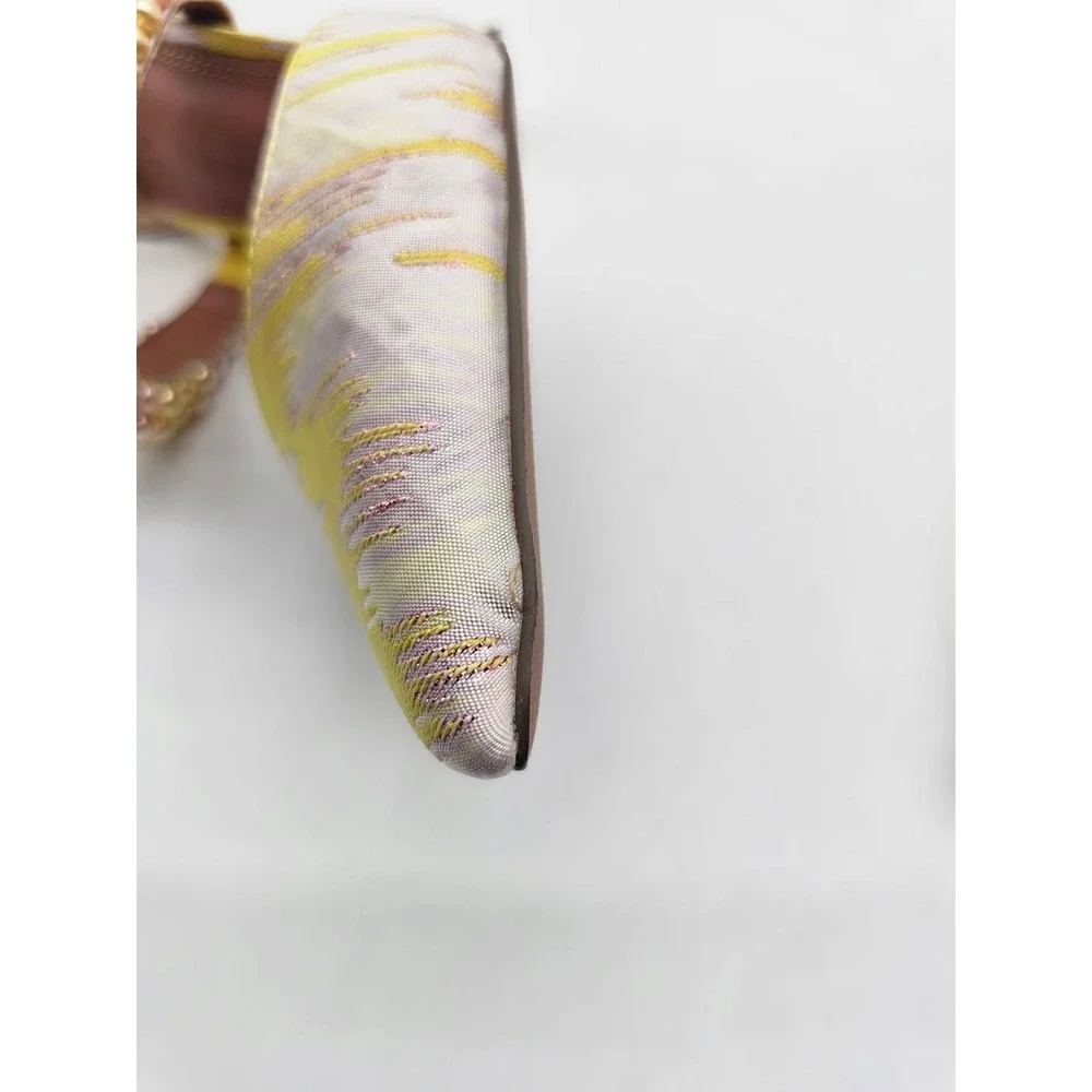 ASOS DESIGN Pumps Women Size 7 Yellow Pearl Embellished Ikat Heels